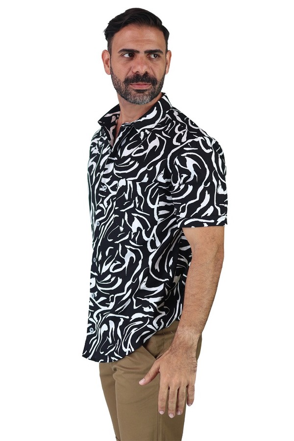 Camisa Slim Fit Con Botones Estilo Casual Manga Corta Para Caballero